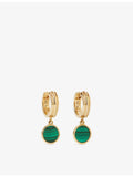 Astley Clarke Stilla 18ct gold malachite drop huggies, imported from the UK