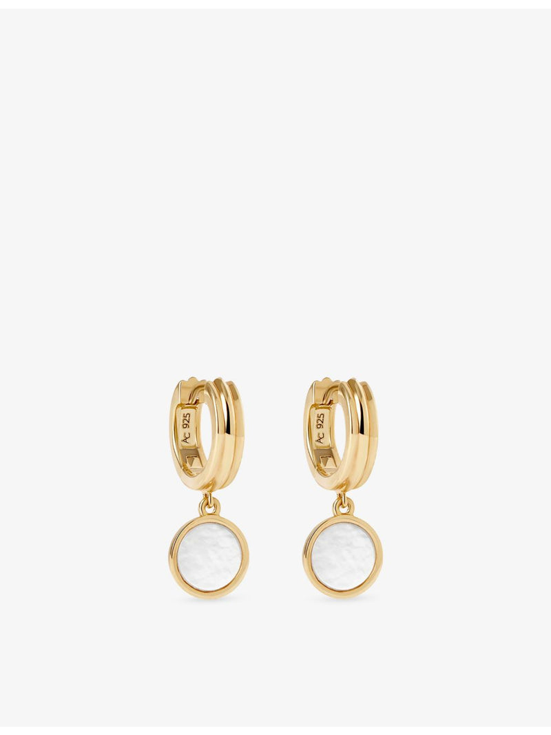 Astley Clarke 18ct gold mother-of-pearl drop huggies 11mm, imported from the UK