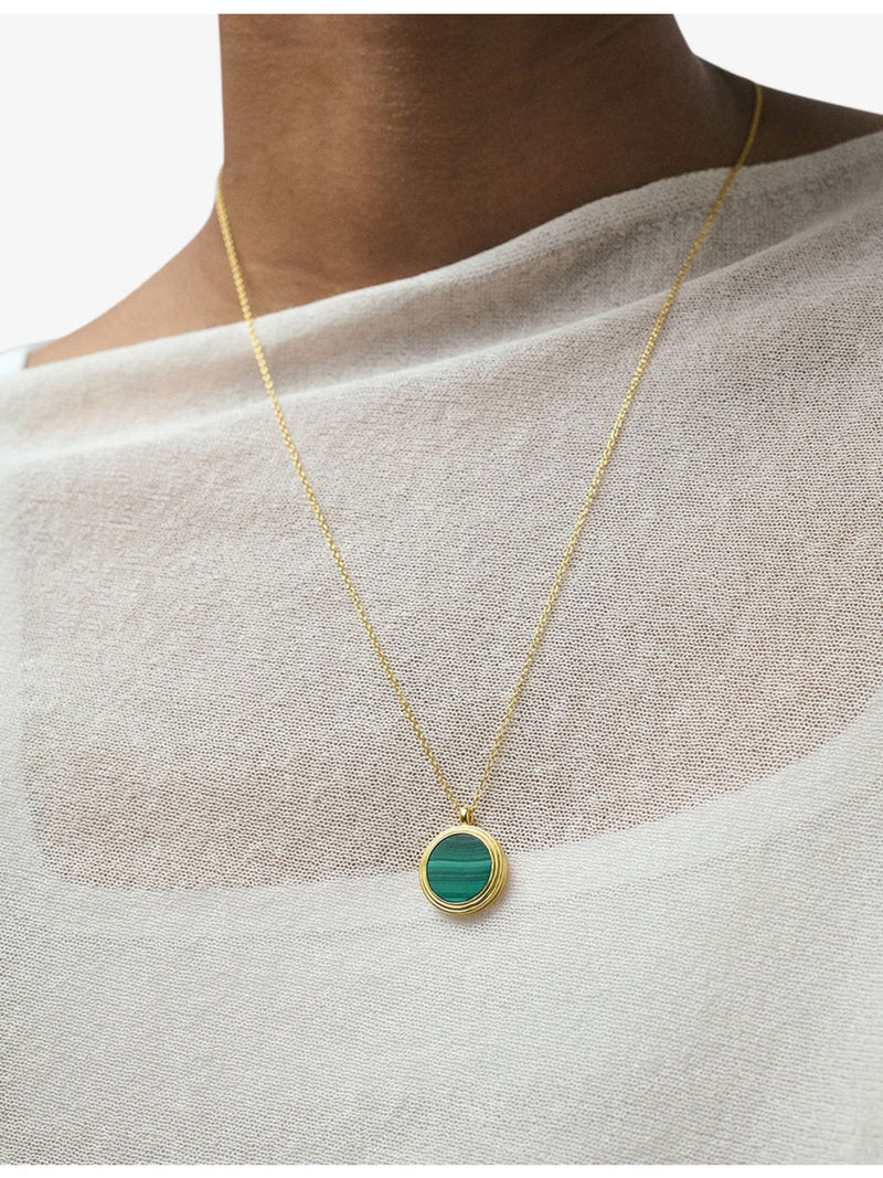 Astley Clarke malachite locket necklace 18ct yellow gold vermeil (British brand)