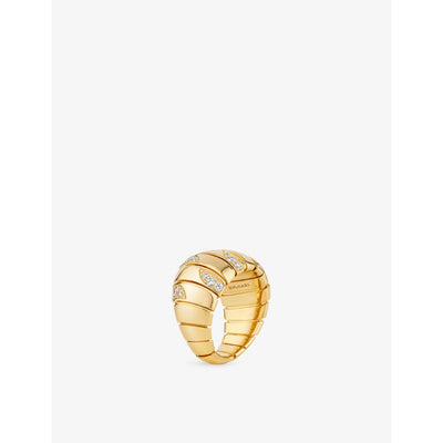 selfridges Bvlgari Tubogas 18ct Yellow-Gold and 0.61ct Diamond Ring- Buy online at McGrocer