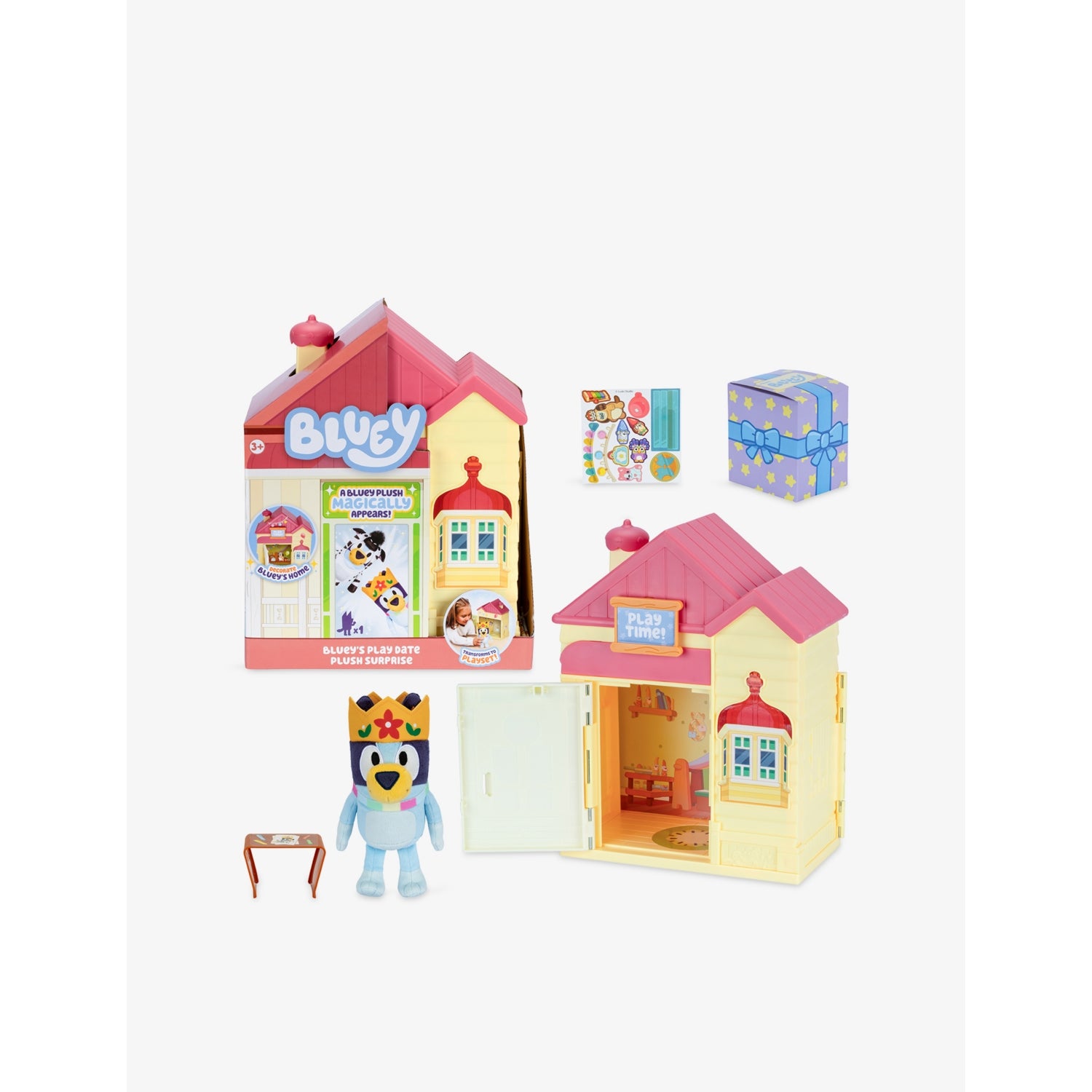 Bluey playdate soft toy surprise playset with accessories, UK version