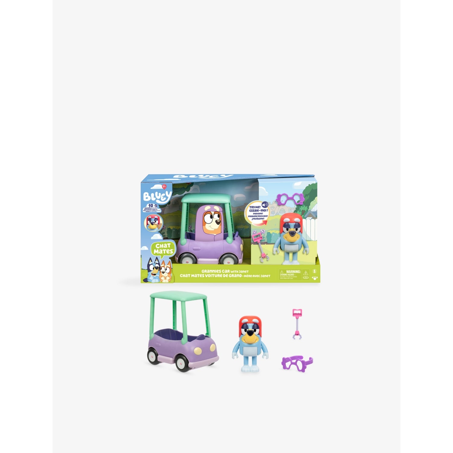Bluey Chat Mates and Grannis Car Playset figure vehicle, UK version