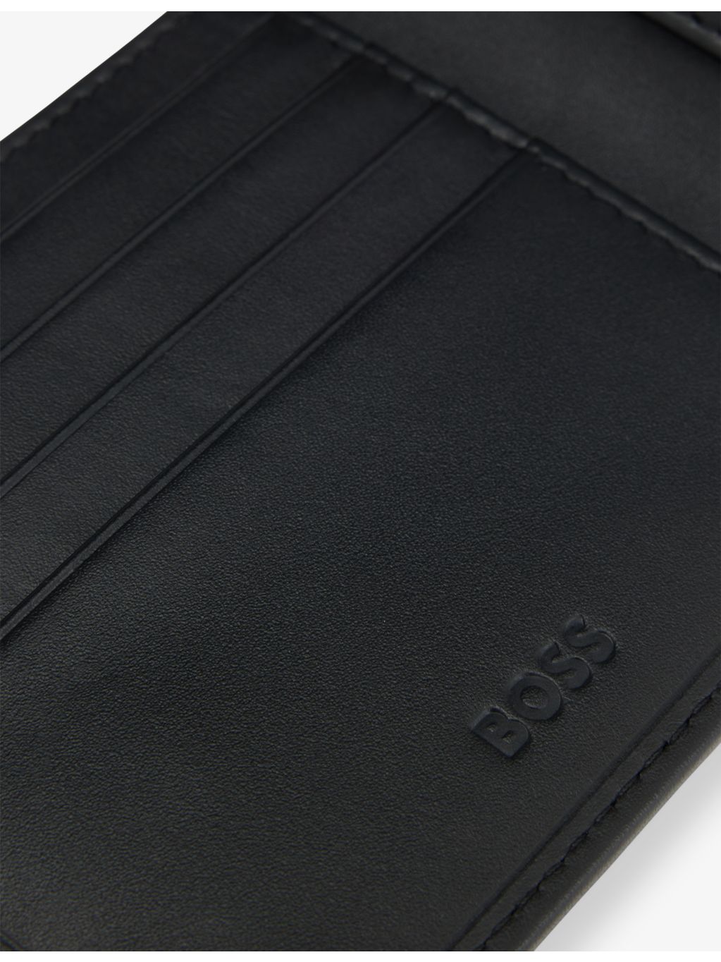 BOSS logo plaque leather folding wallet (British brand)