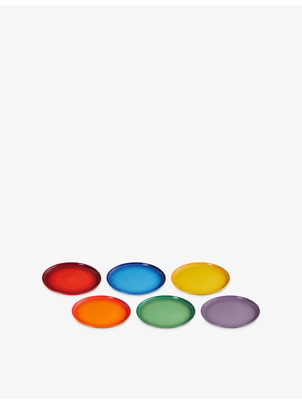 Le Creuset rainbow stoneware coupe side plates 22cm, UK version