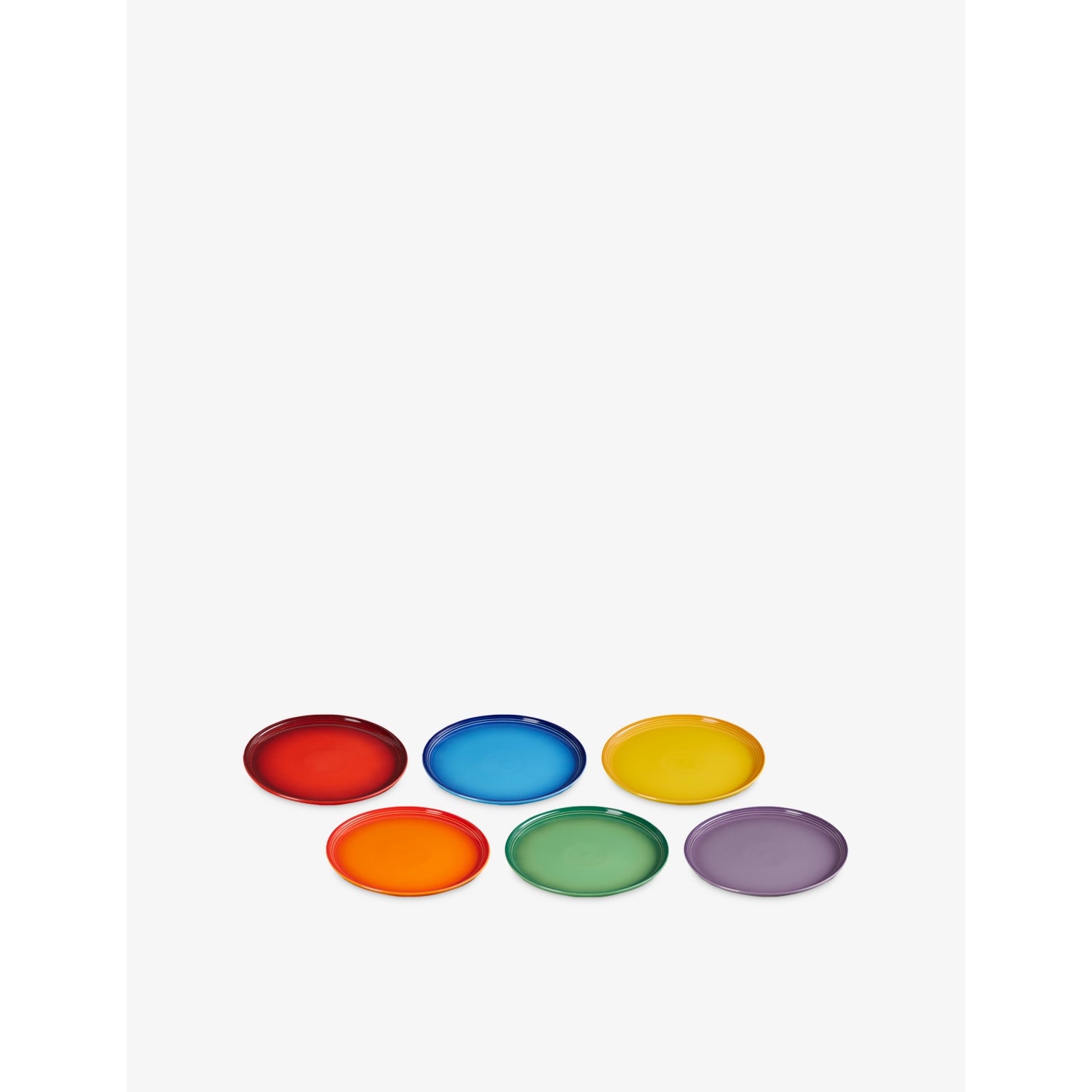 Le Creuset rainbow stoneware coupe side plates 22cm, UK version