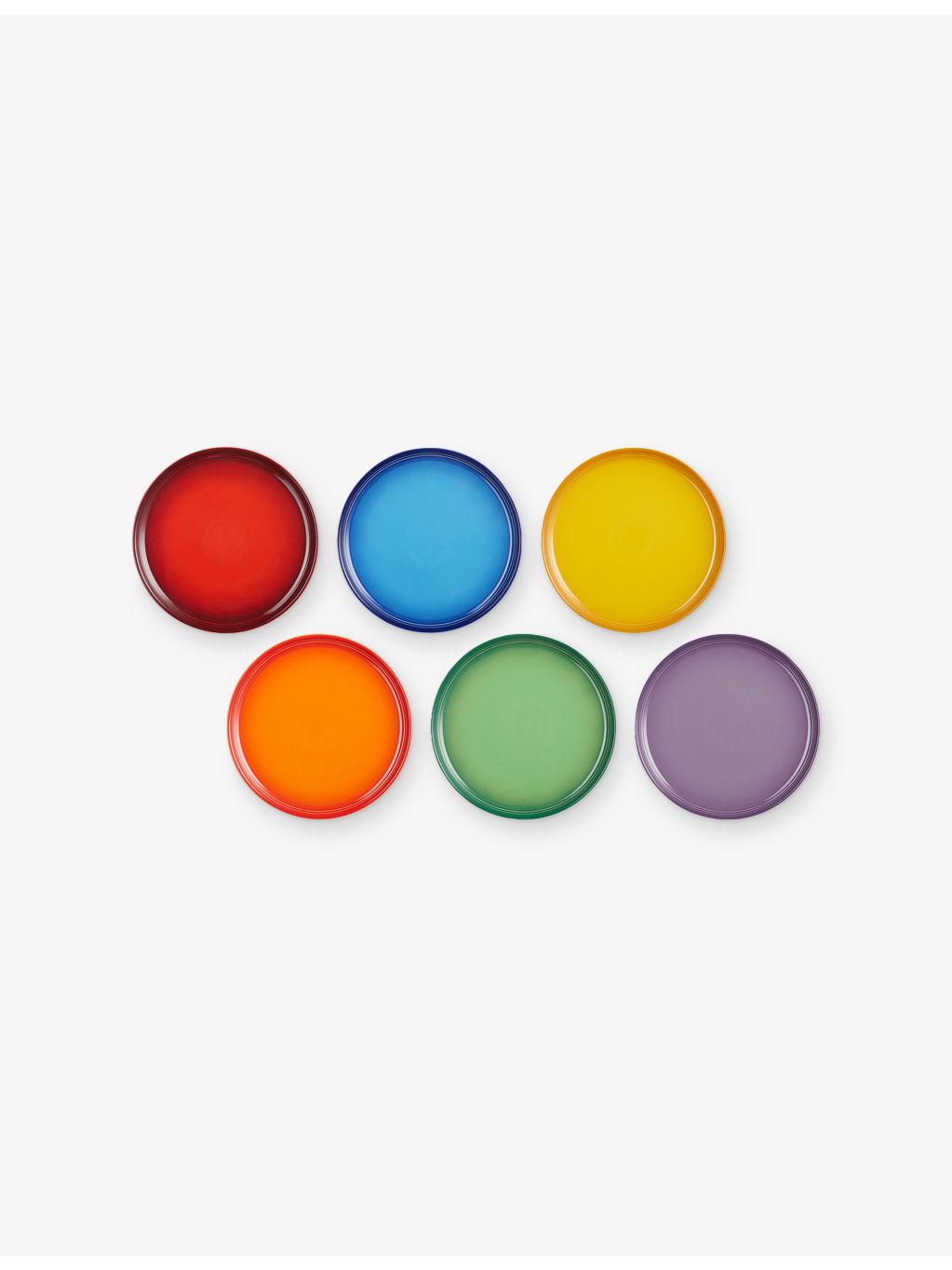 Le Creuset rainbow stoneware coupe side plates 22cm, UK version