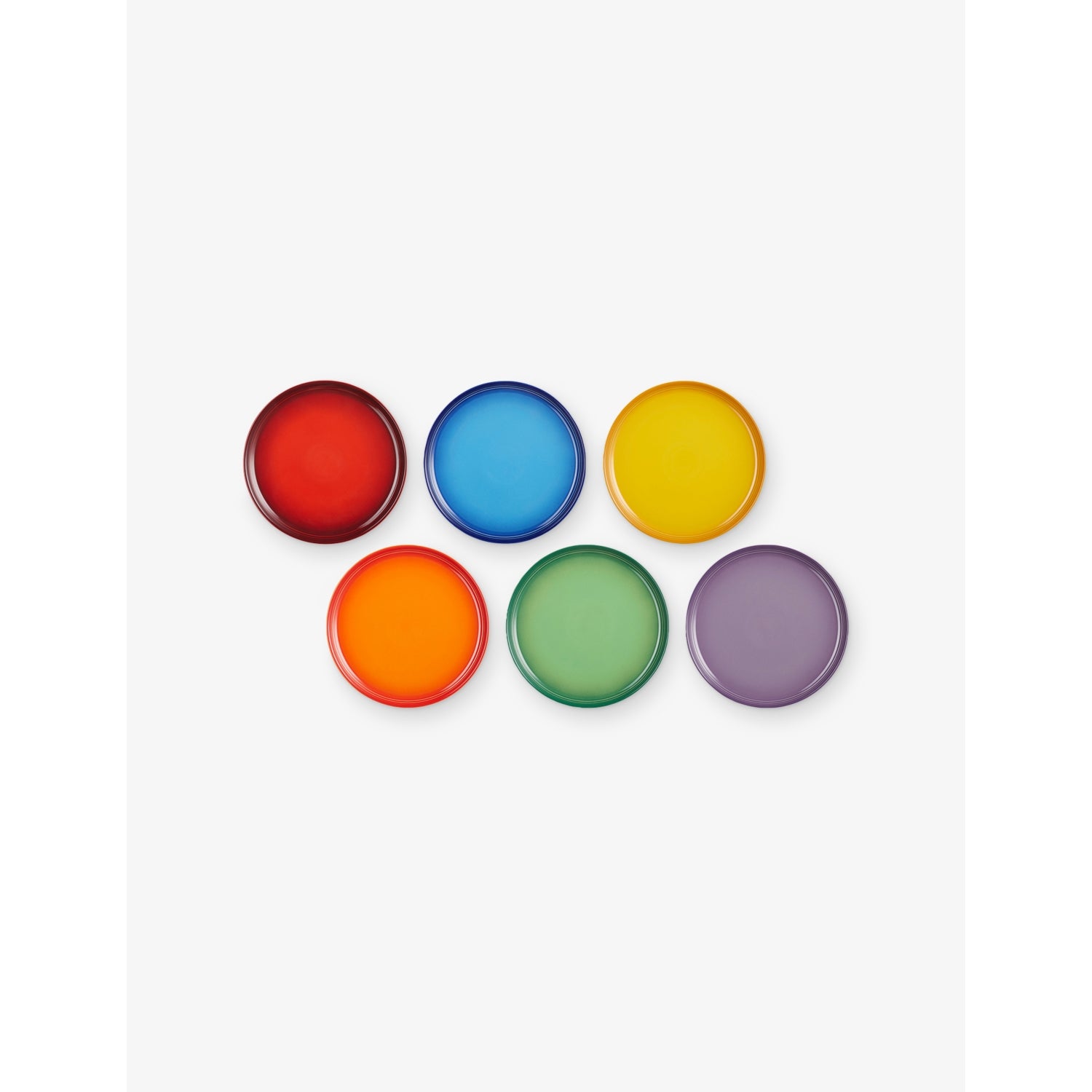 Le Creuset rainbow stoneware coupe side plates 22cm, UK version