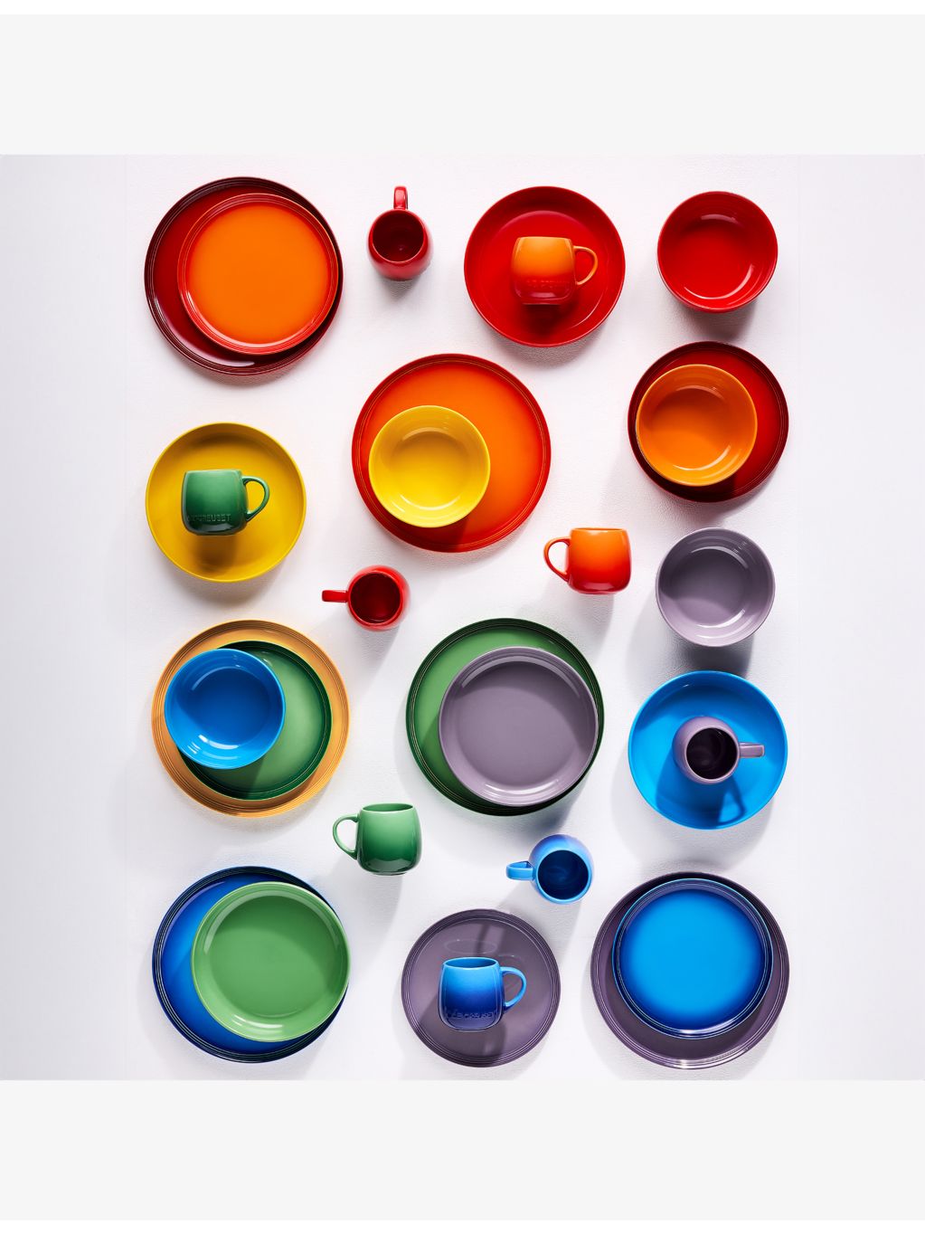 Le Creuset rainbow stoneware coupe side plates 22cm, UK version