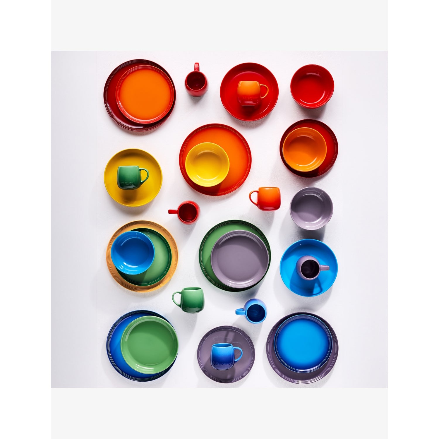 Le Creuset rainbow stoneware coupe side plates 22cm, UK version