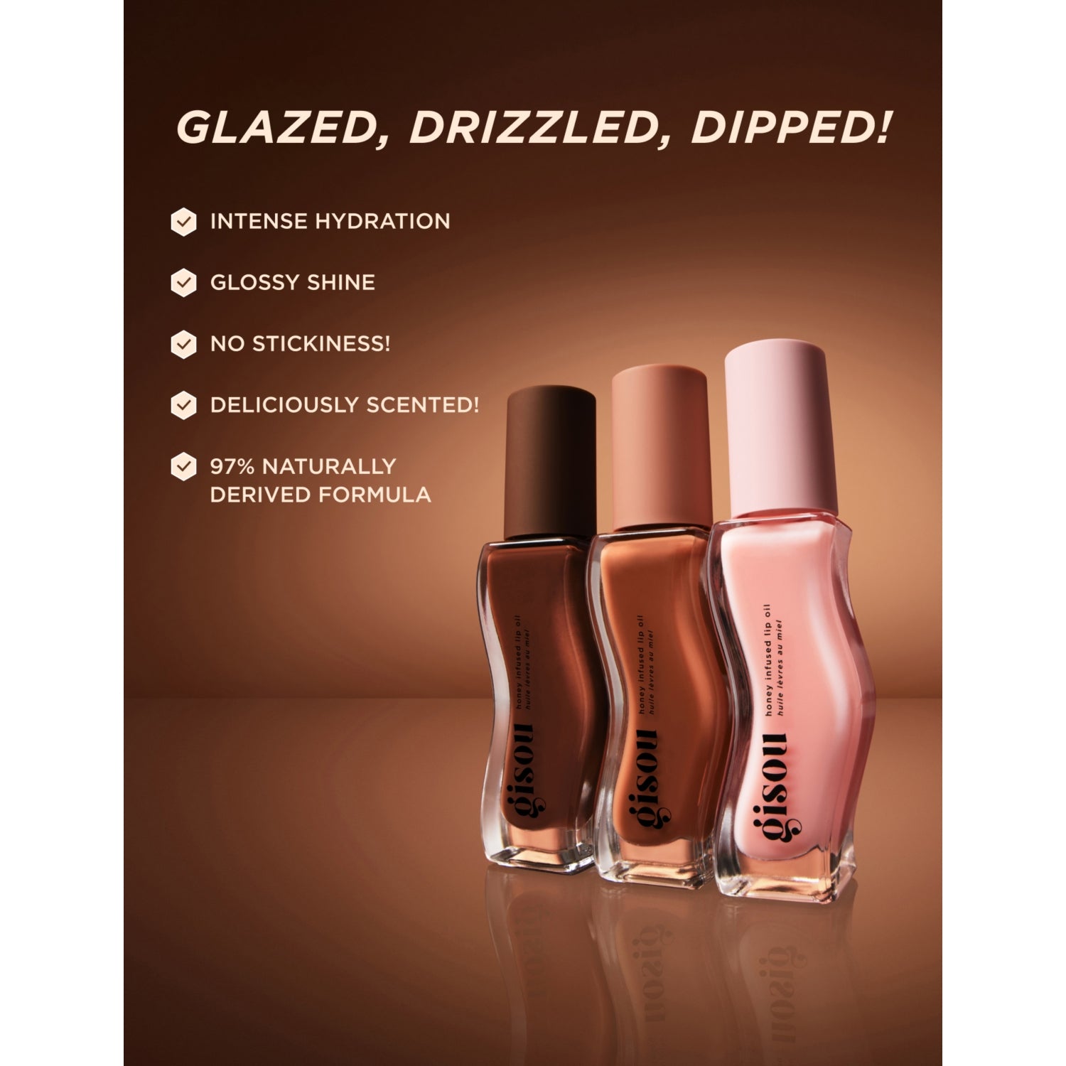 Gisou Glazed Lips lip oil trio 3 x 8ml - British product