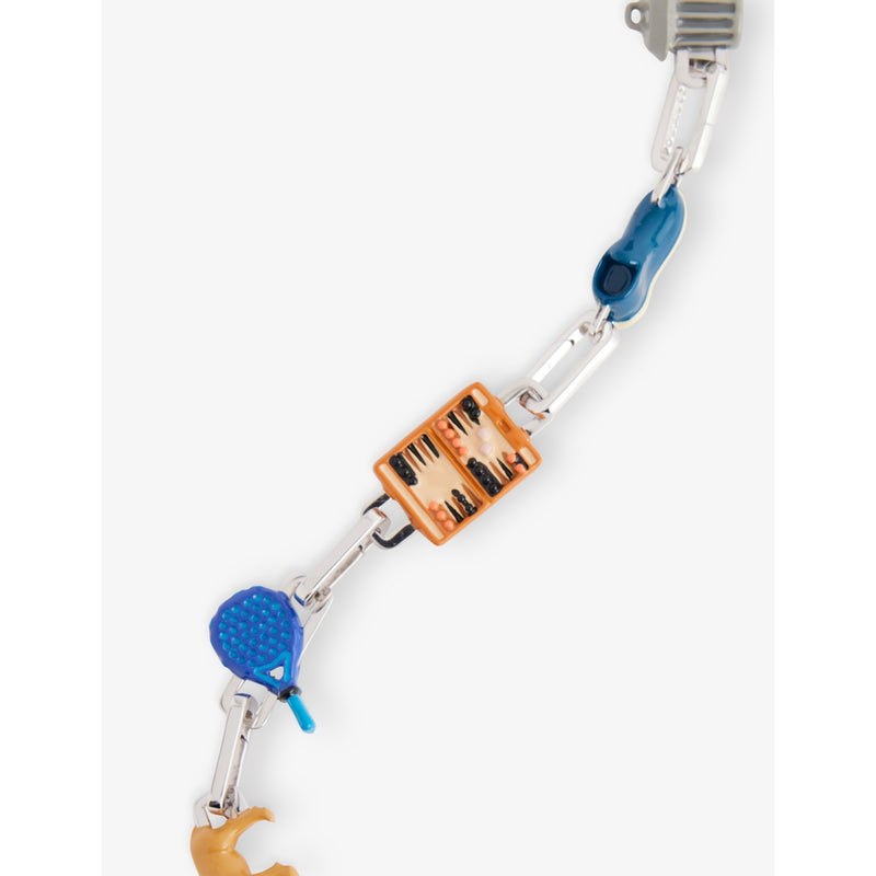 Poubel Constance enamelled rhodium-plated sterling-silver charm set, UK version