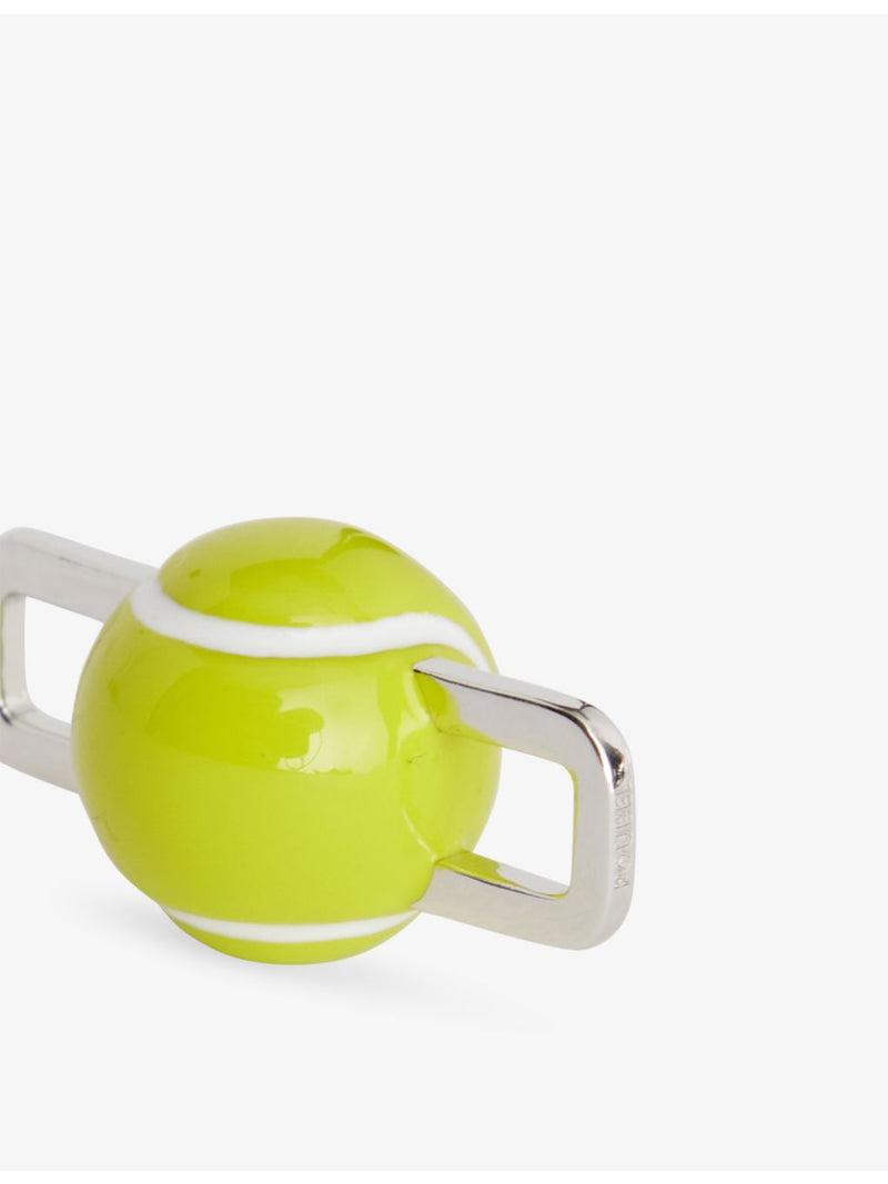 Poubel tennis ball charm, sterling silver enamel, imported from the UK