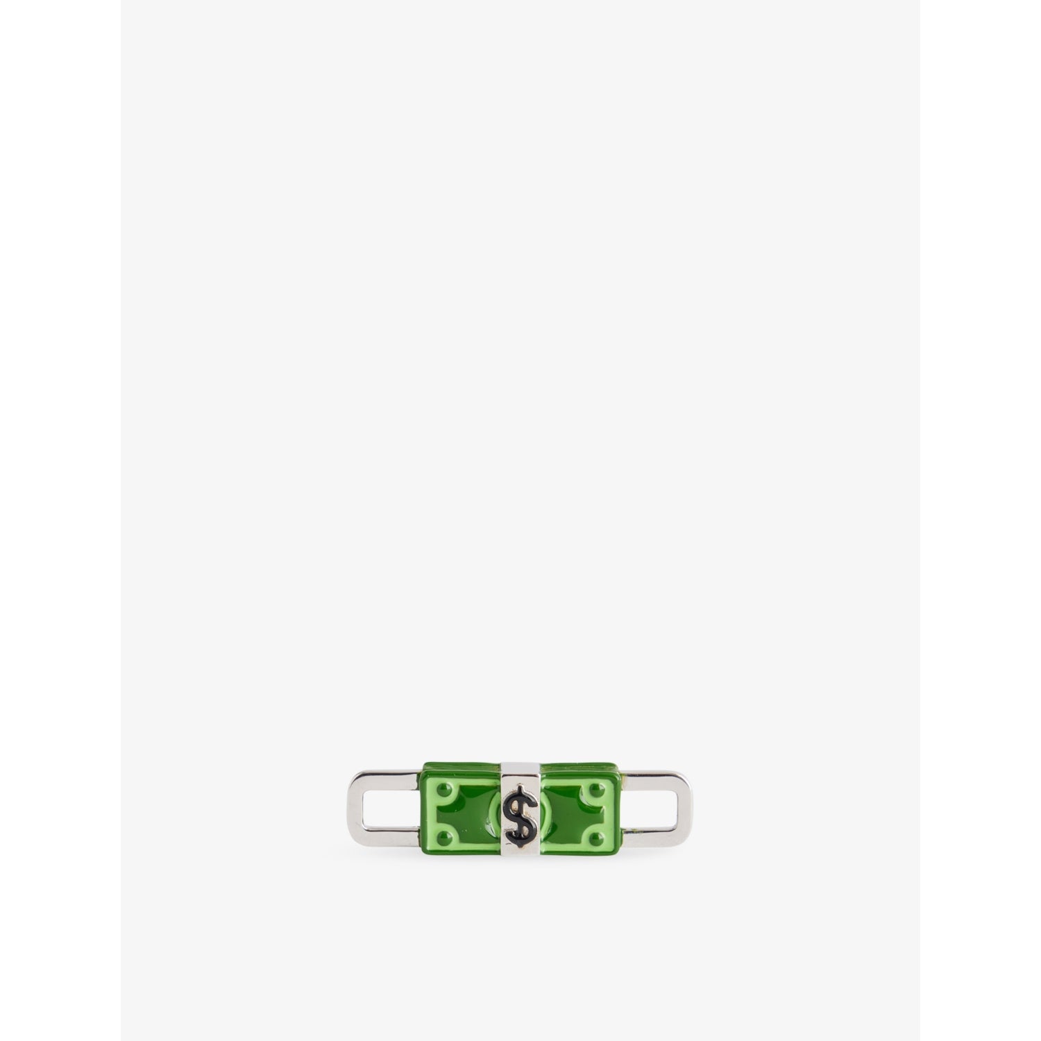 Poubel dollar-shape enamelled sterling silver charm 3cm, UK version