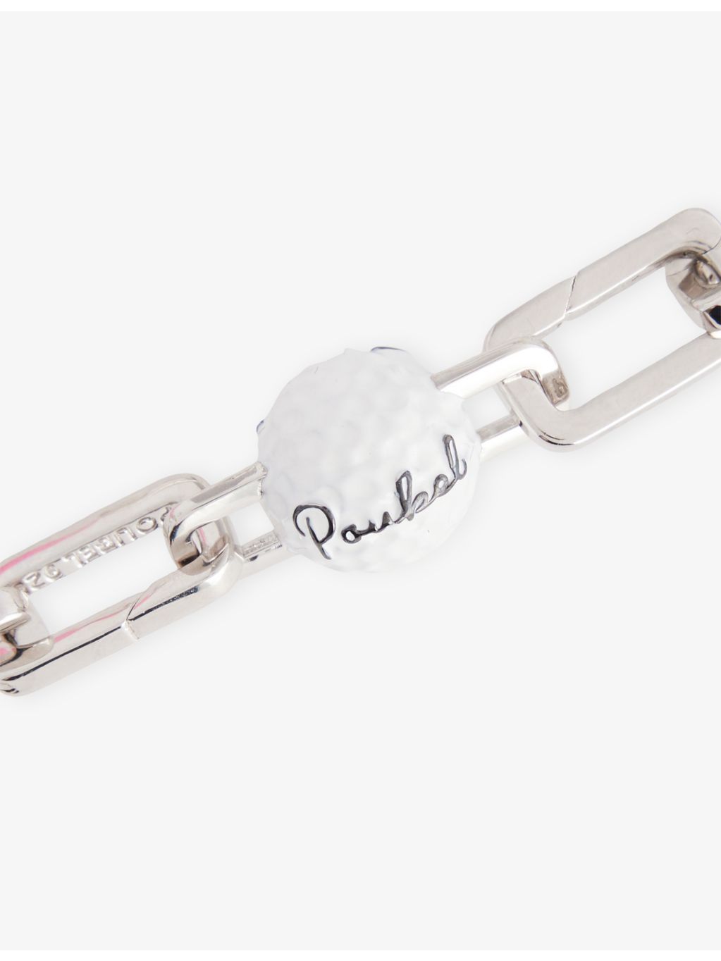 Poubel golf ball charm in rhodium-plated sterling silver - British product