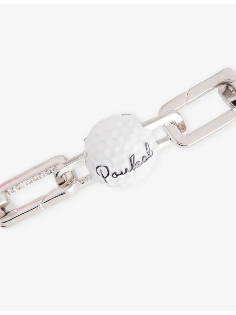 Poubel golf ball charm in rhodium-plated sterling silver - British product