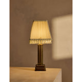 Soho style portable brass lamp with linen shade (British brand)