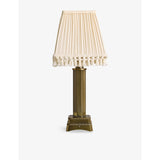 Soho style portable brass lamp with linen shade (British brand)