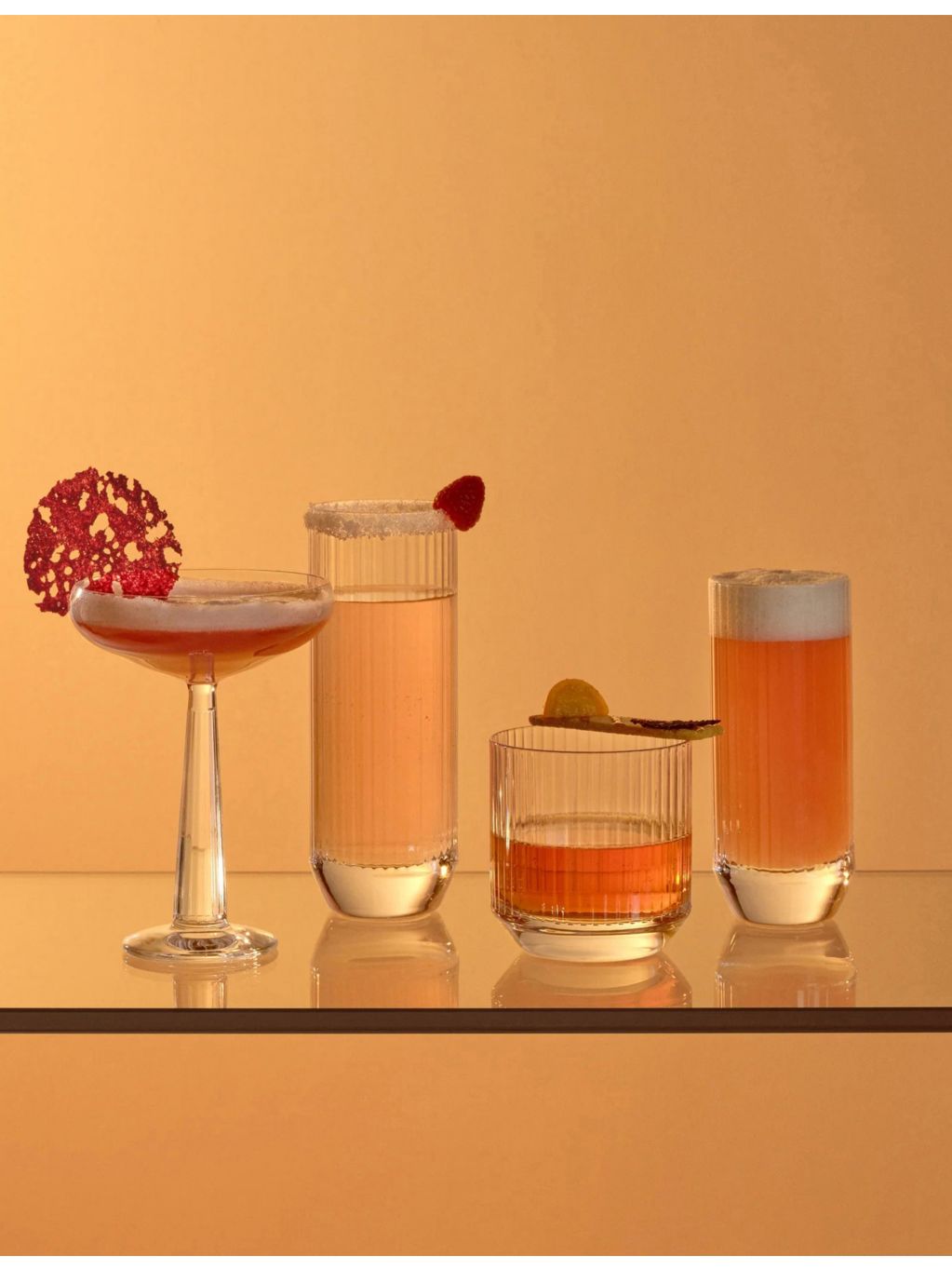 NUDE crystal highball glasses set of four 430ml (British brand)
