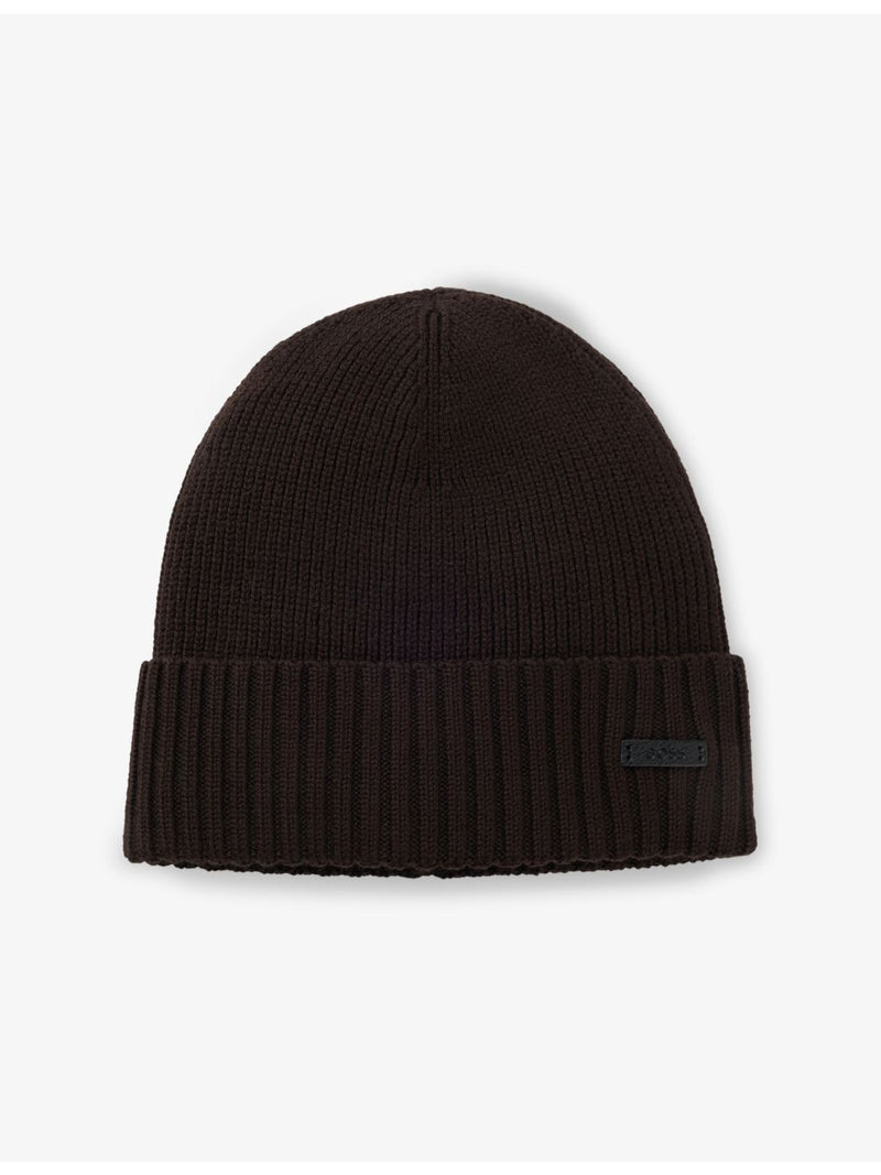 BOSS wool beanie with brand patch (British brand)