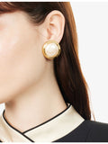 Monet gold-plated pearl clip-on earrings 3cm, imported from the UK