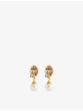 Gold-plated pearl drop clip-on earrings, UK version