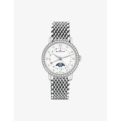 selfridges Blancpain Villeret Quantième Phases de Lune Steel Automatic Watch 33.2mm- Buy online at McGrocer