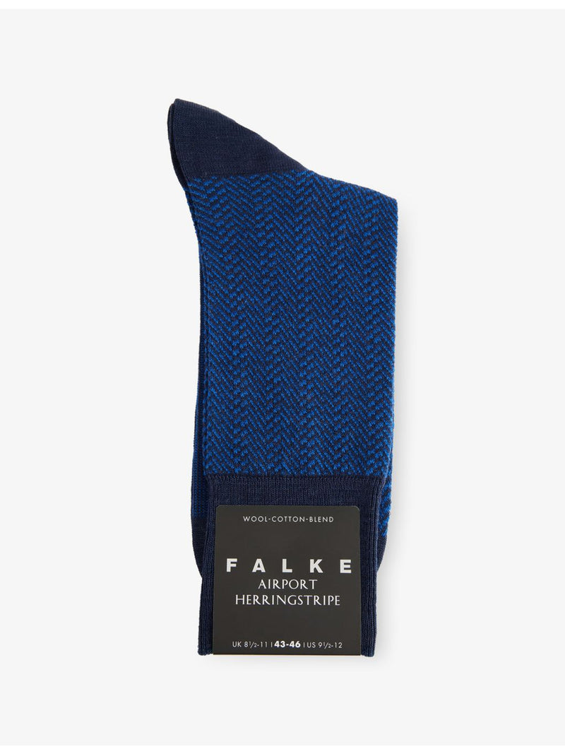 FALKE herringstripe wool and cotton-blend socks, imported from the UK