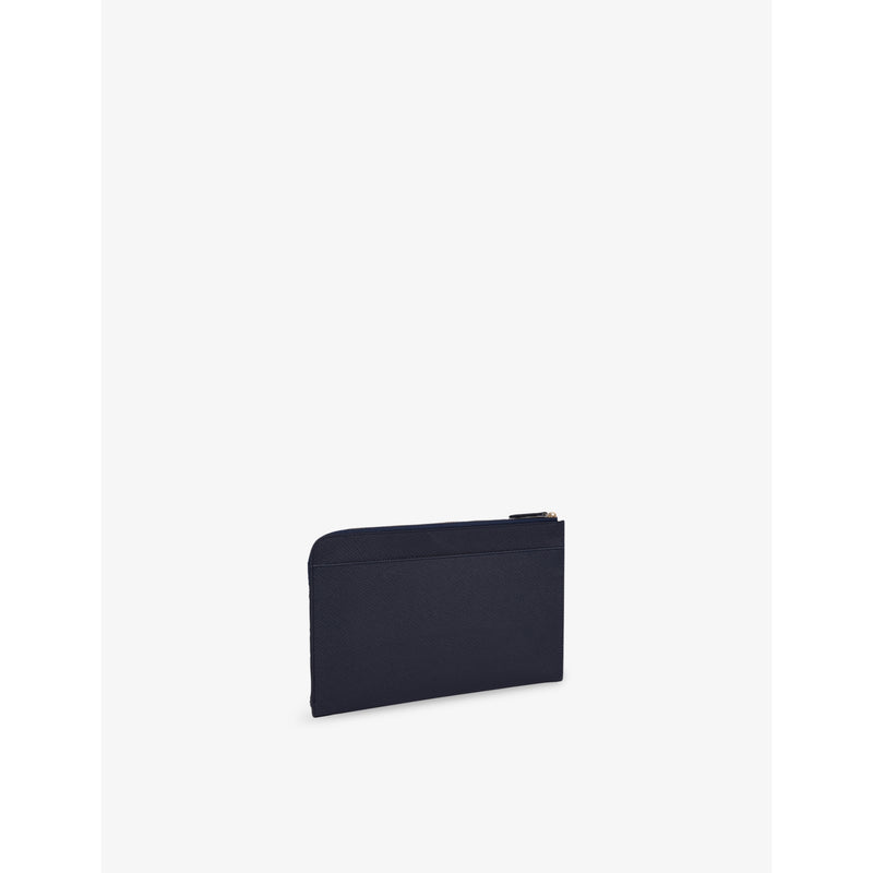 Smythson Panama leather slim pouch with zip fastening - British product