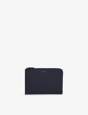 Smythson Panama leather slim pouch with zip fastening - British product