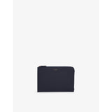 Panama Leather Slim Pouch - NAVY