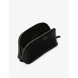 Smythson leather cosmetic case with gold-tone branding (British brand)