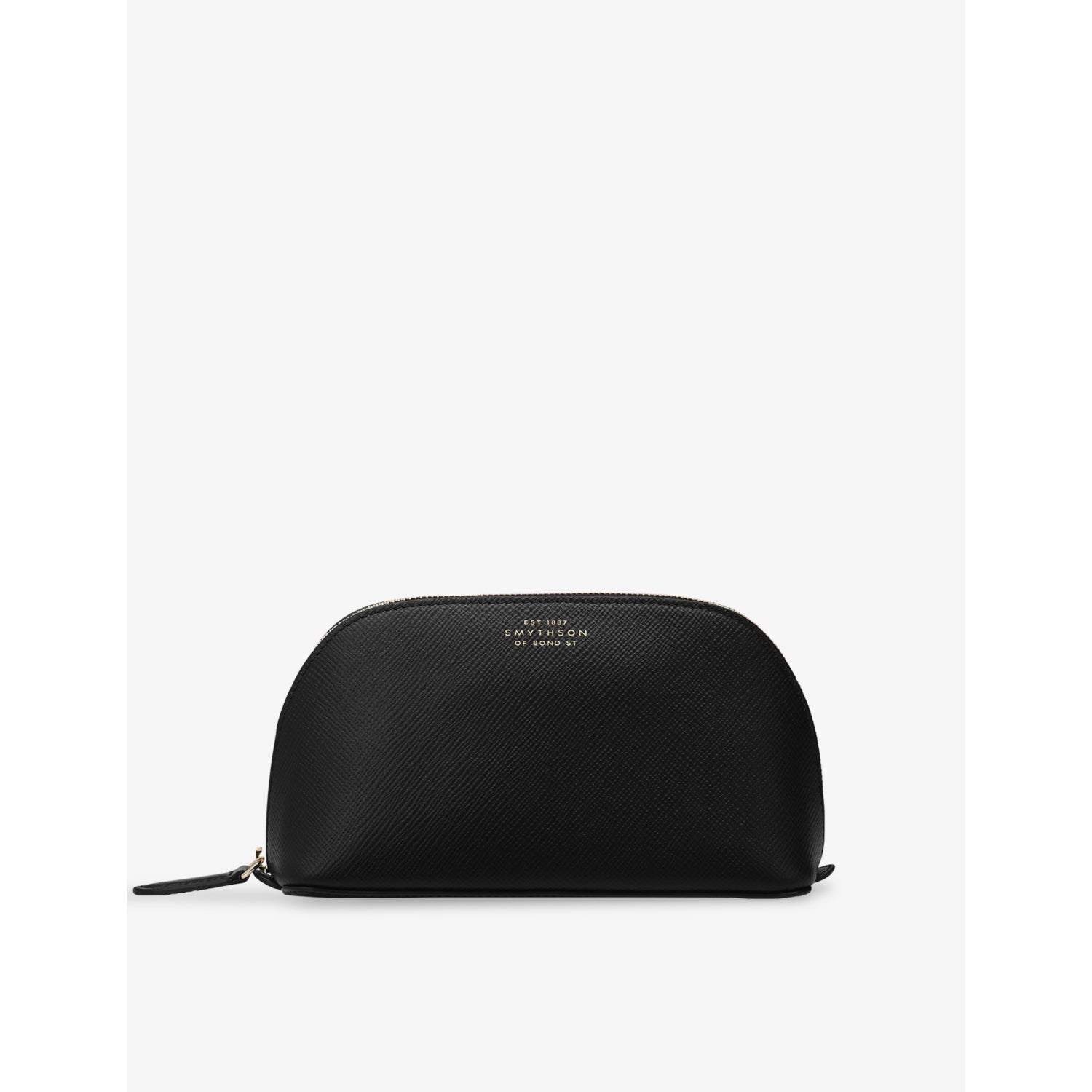 Foil-Text Print Leather Cosmetic Case - BLACK