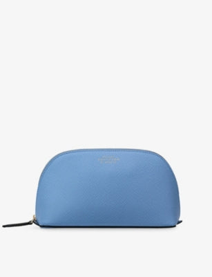 Smythson Foil-Text Print Leather Cosmetic Case