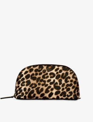 Smythson Foil-Text Print Leather Cosmetic Case