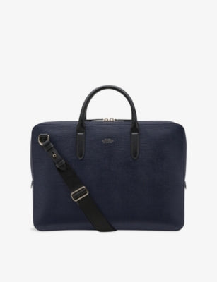 Smythson Panama slim leather briefcase with adjustable strap, UK version