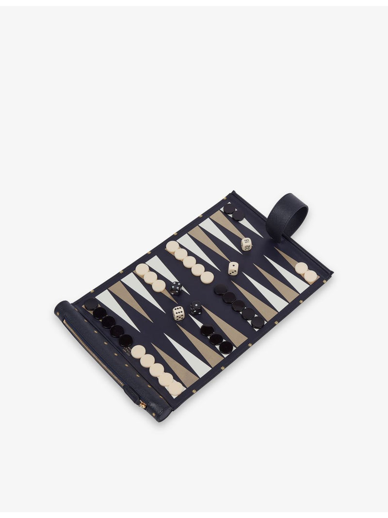Smythson Panama leather backgammon roll (British brand)