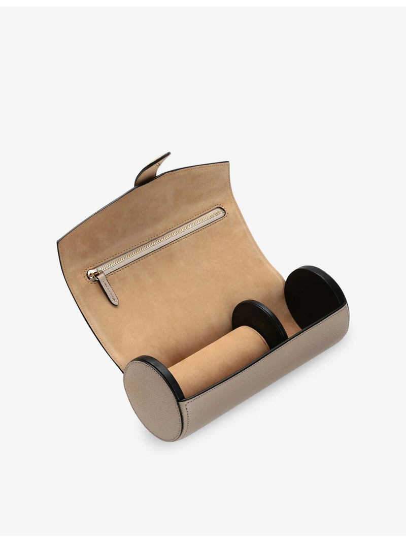 Smythson Panama leather watch and jewellery roll, UK version
