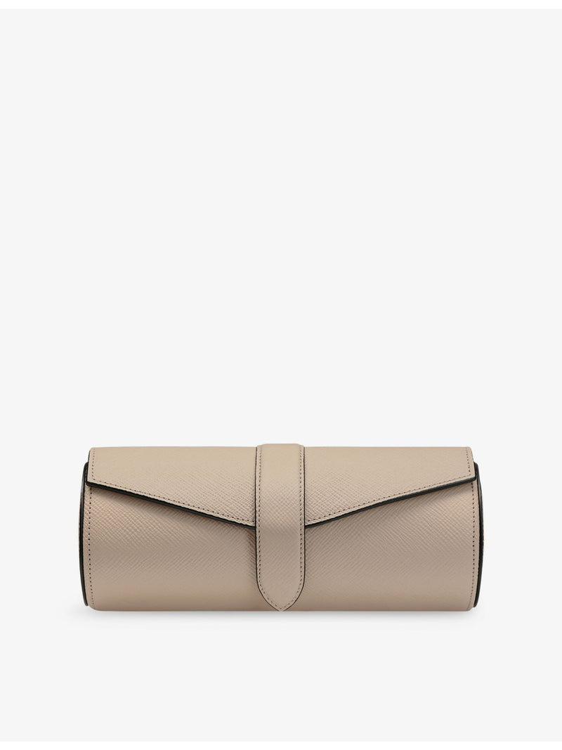 Smythson Panama leather watch and jewellery roll, UK version