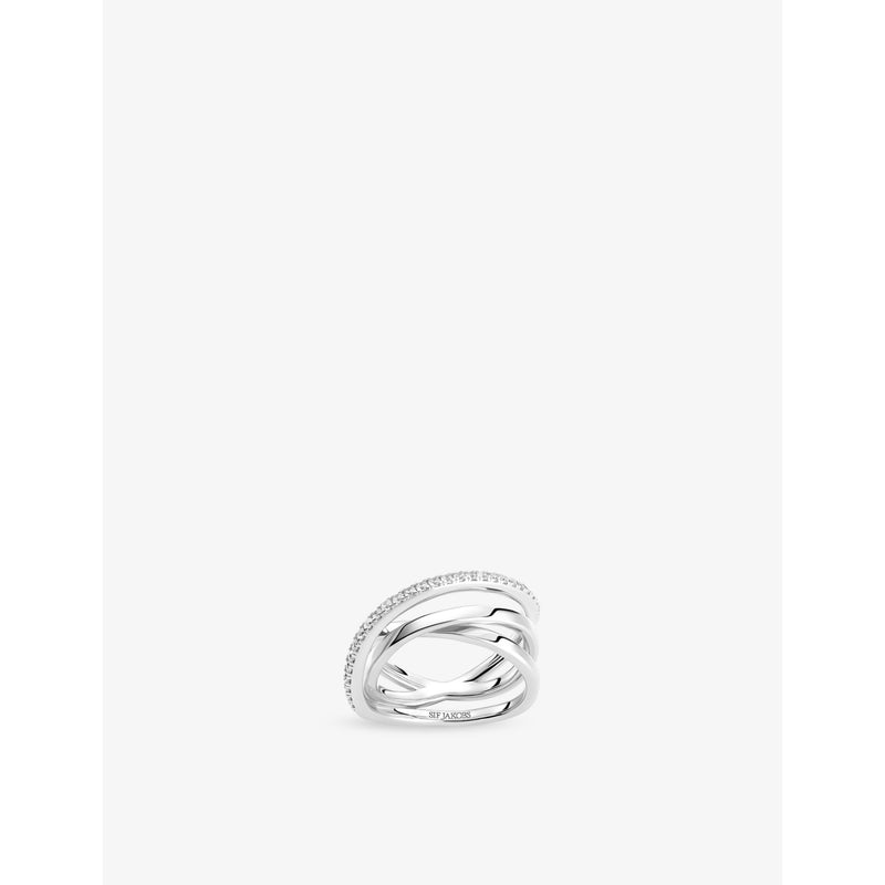 Spirale Sterling-Silver And Rhodium-Plated White Zirconia Ring - M