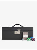 Dunhill leather poker set with cards and chips 35cm (British brand)