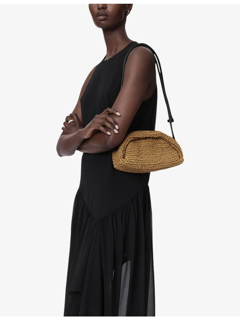 AllSaints Noemie mini raffia shoulder bag with adjustable strap (British brand)