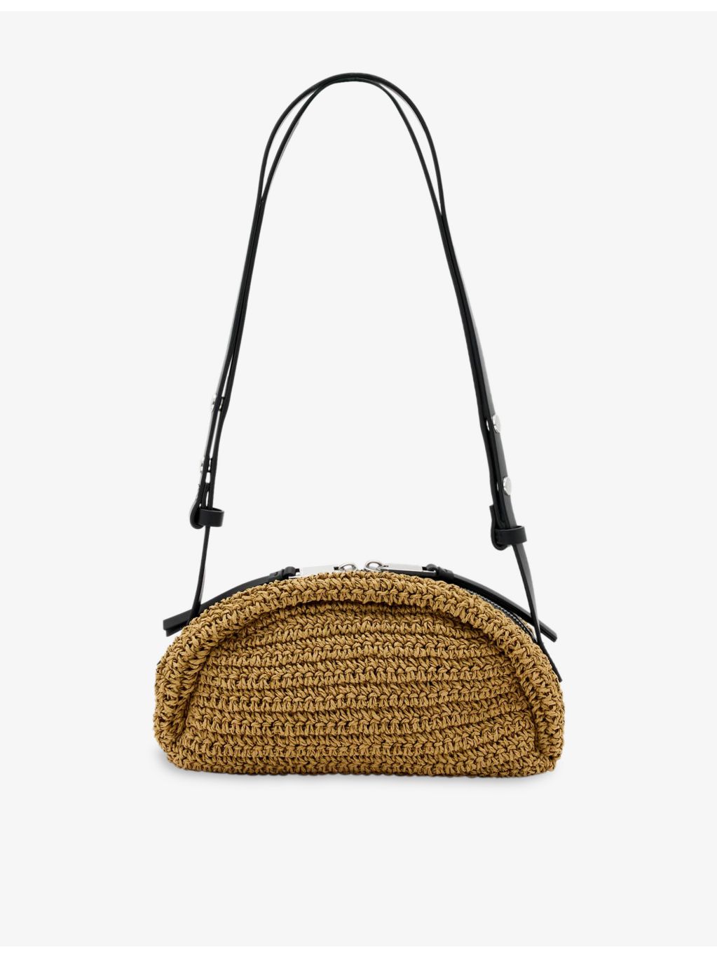 AllSaints Noemie mini raffia shoulder bag with adjustable strap (British brand)