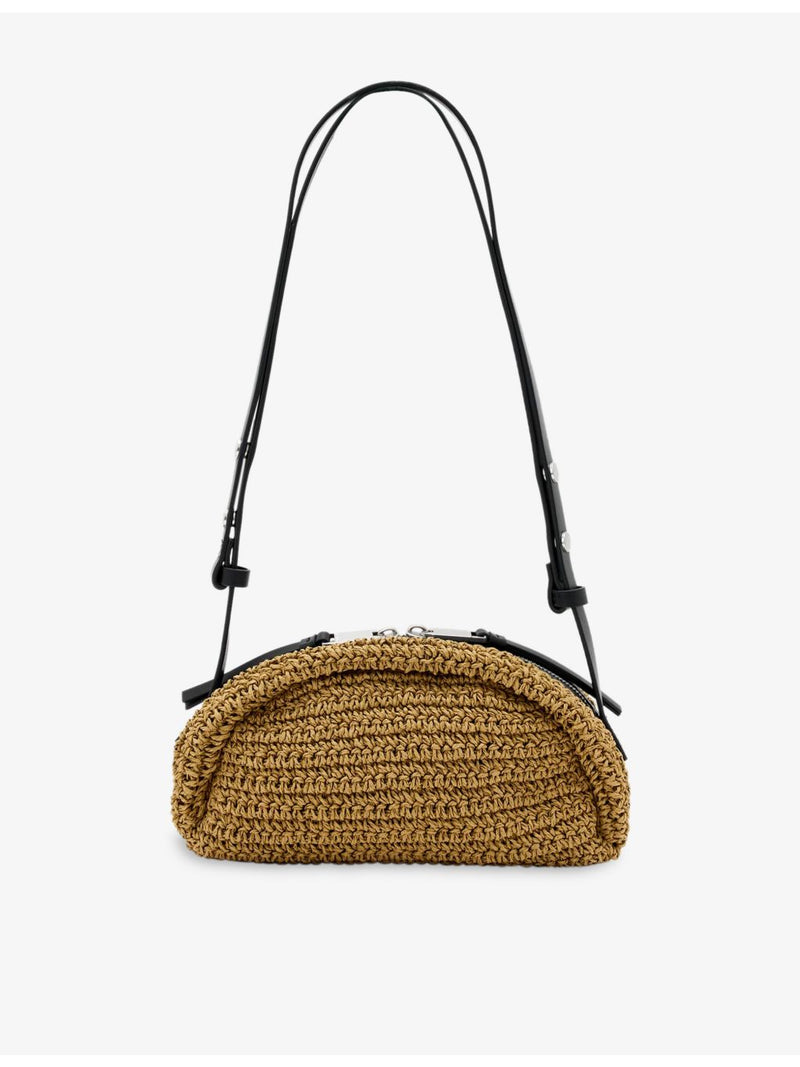 AllSaints Noemie mini raffia shoulder bag with adjustable strap (British brand)