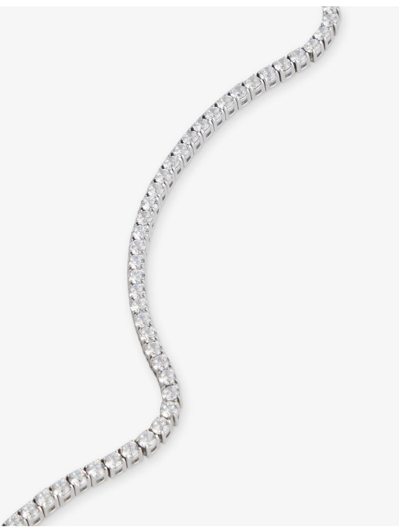 DARKAI 18ct white gold-plated pavé tennis necklace 50cm, imported from the UK