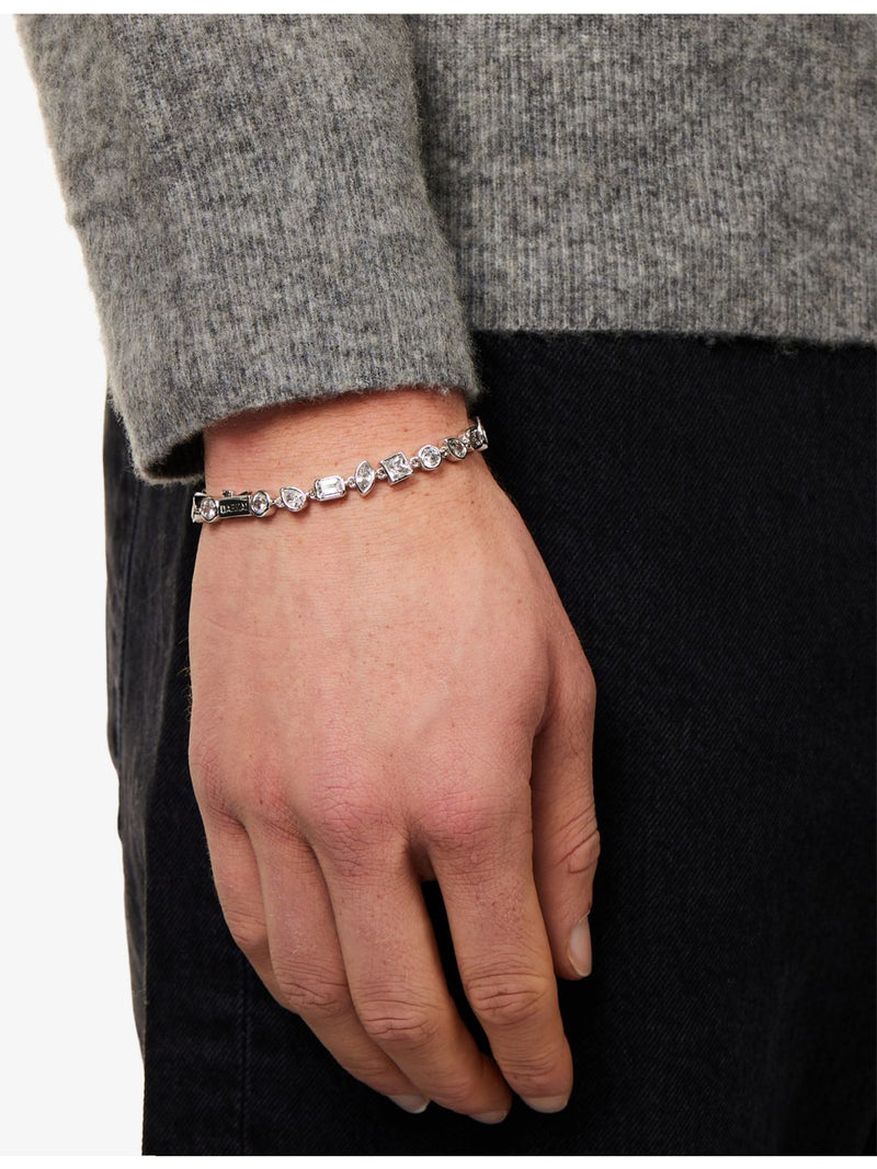 DARKAI bracelet white gold plated pavé stone 19cm - British product