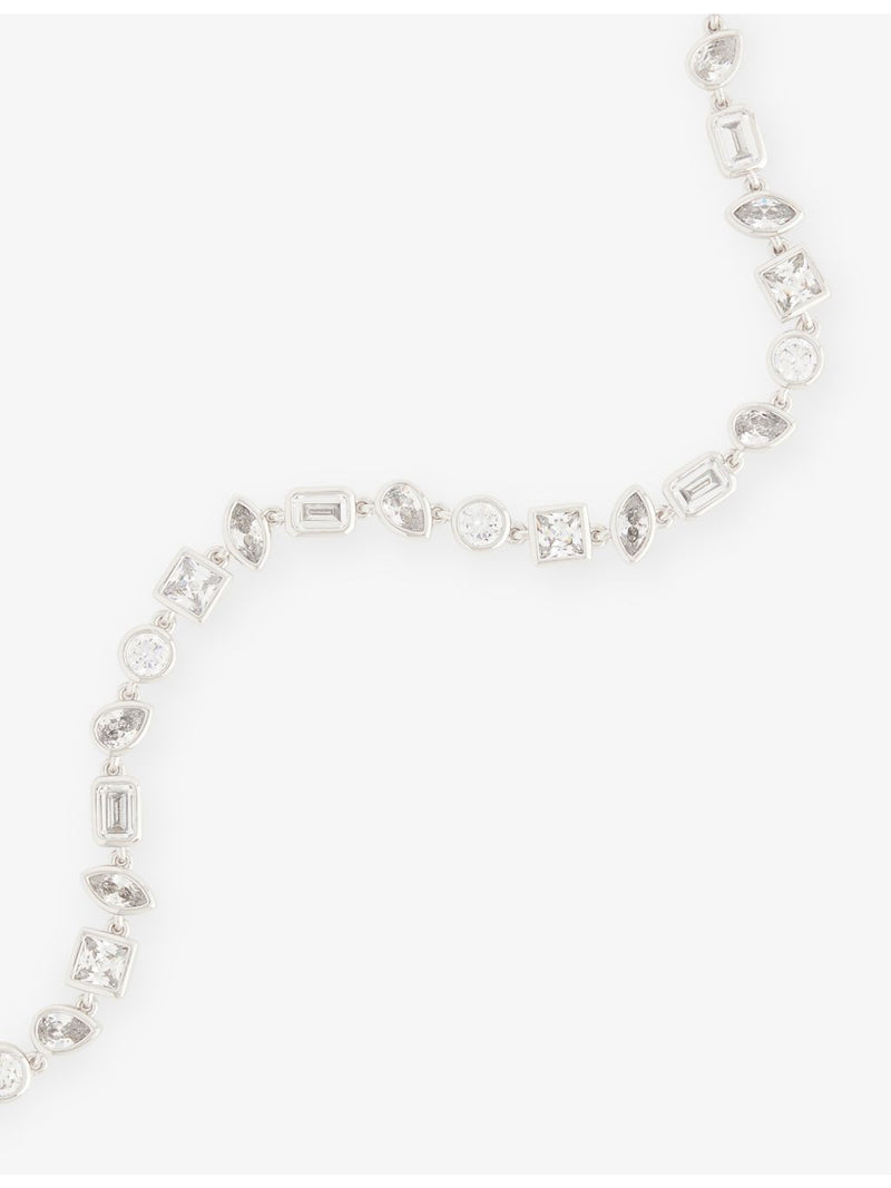DARKAI bracelet white gold plated pavé stone 19cm - British product