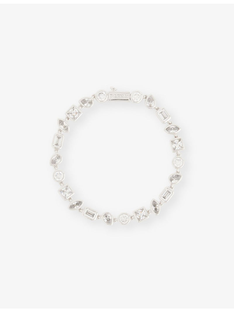 DARKAI bracelet white gold plated pavé stone 19cm - British product