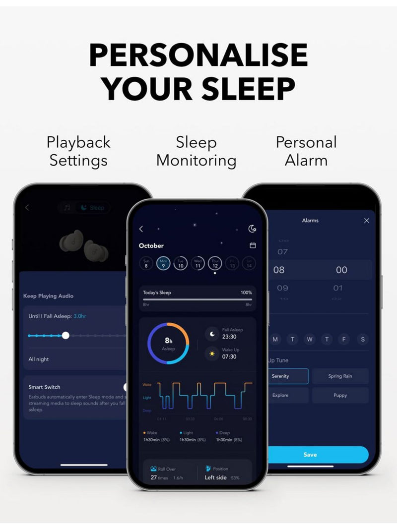 Soundcore Sleep A30 earbuds, imported from the UK