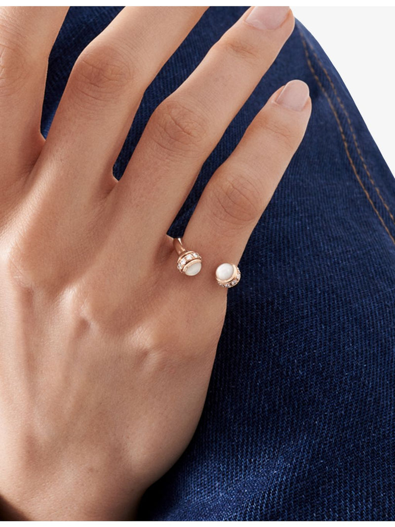 Piaget 18ct rose gold mother of pearl ring 0.02ct diamonds (British brand)