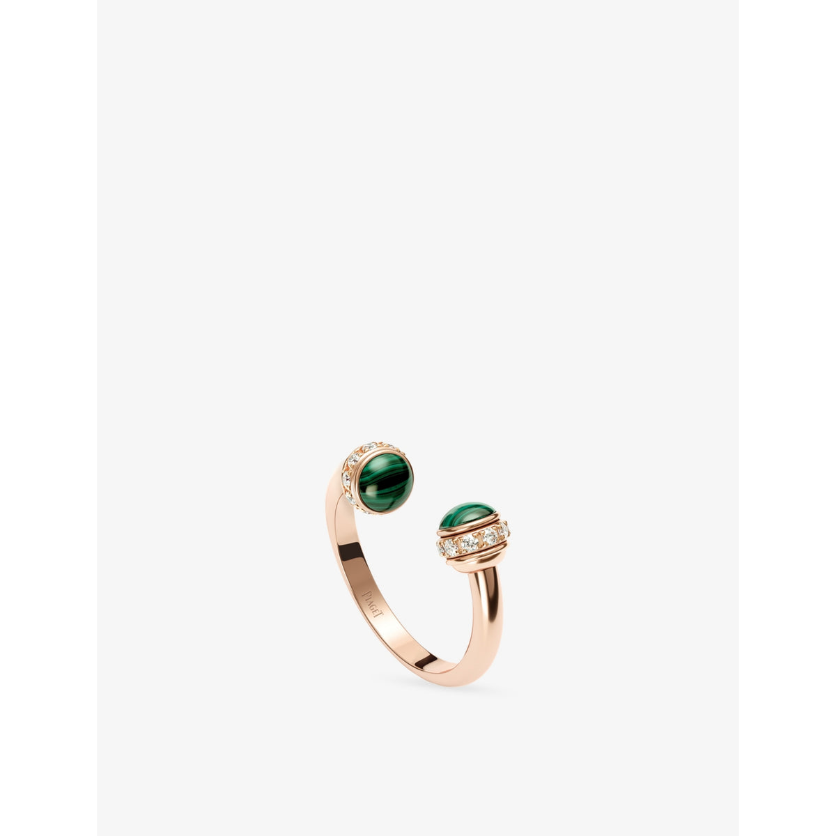 Possession 18ct Rose-Gold, Malachite And 0.21ct Brilliant-Cut Ring - 53mm